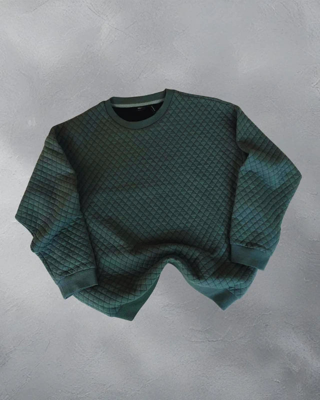 Crewneck barbati  Verde Textură Quilted Vintage Streetwear