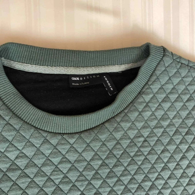 Crewneck barbati  Verde Textură Quilted Vintage Streetwear