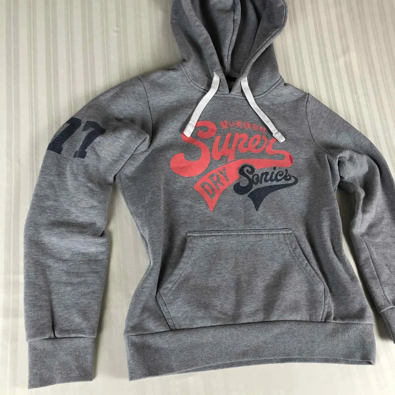 Hanorac Superdry gri Super Series logo roșu M