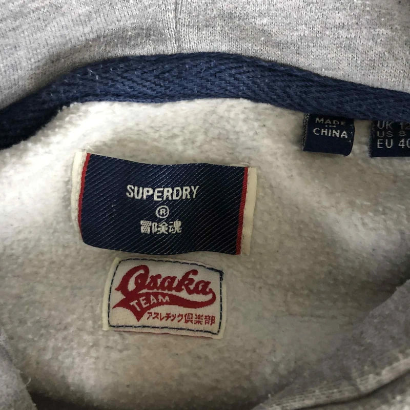 Hanorac Superdry gri Super Series logo roșu M