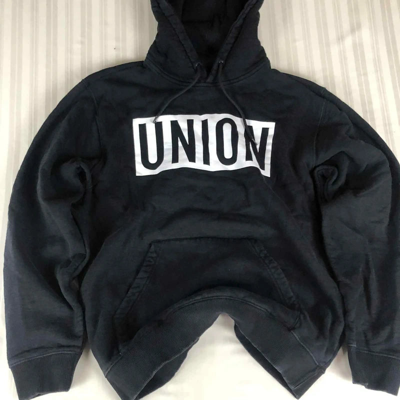 Hanorac B negru UNION mesaj alb bold S
