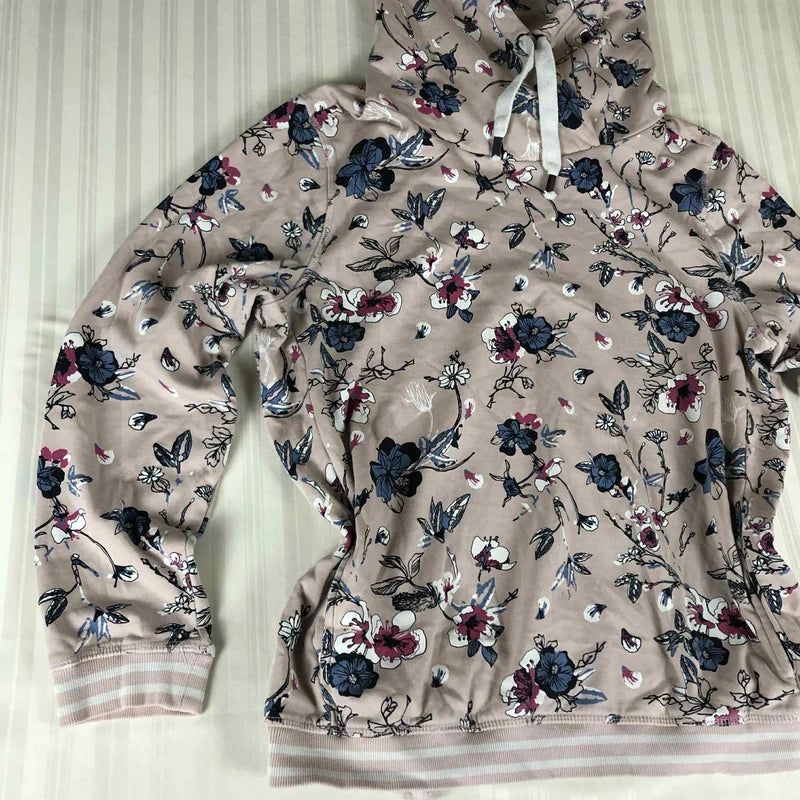 Hanorac Gina  2XL beige floral cu manșete dungă