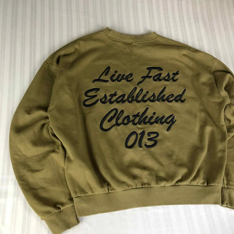 Crewneck B LYDF olive green Live Fast Established Clothing 013
