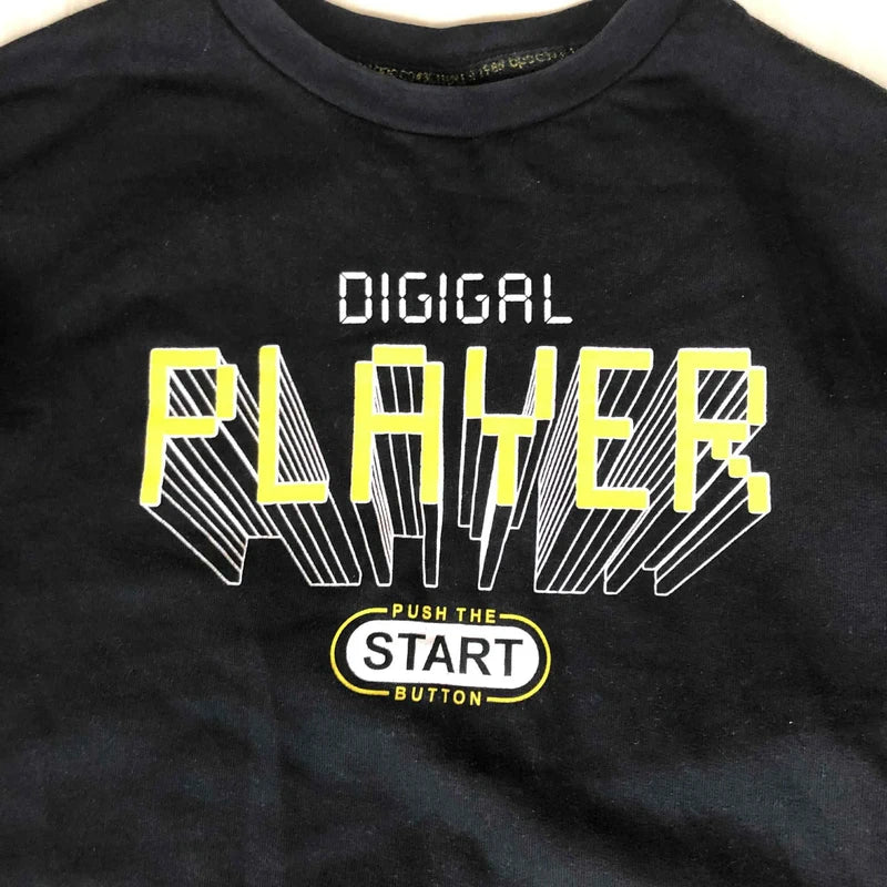 Crewneck B negru Digital Player Push Start – gaming retro arcade streetwear M