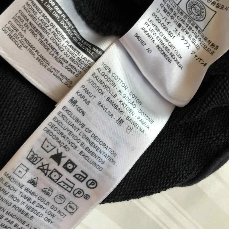 Hanorac Levi's negru cropped logo colorblock roșu-alb – denim heritage streetwear S