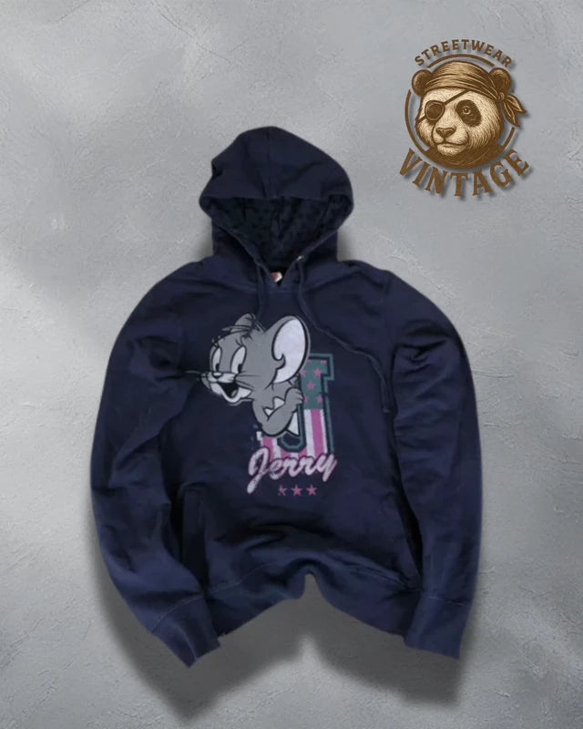 Hanorac Tom and Jerry bleumarin cropped – cartoon vintage Y2K cute S-M