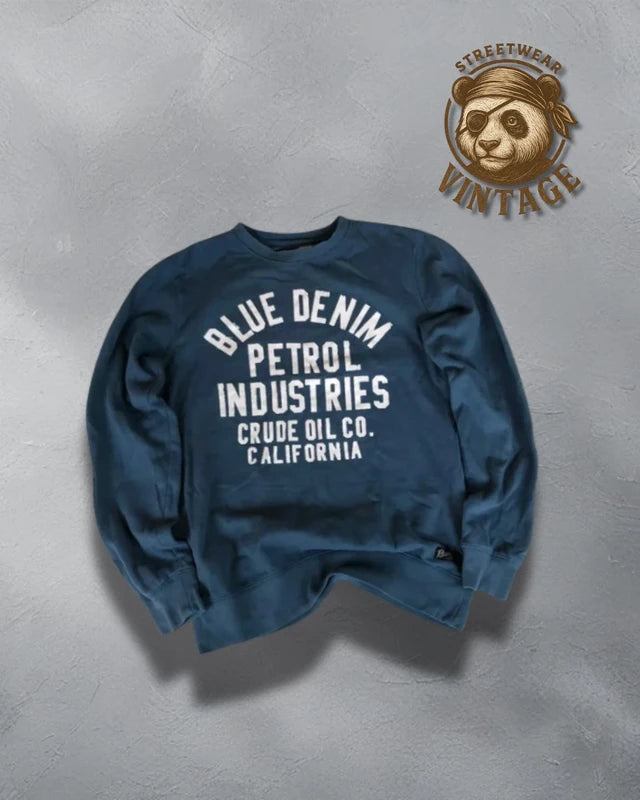 Crewneck B Petrol Industries albastru Blue Denim – workwear vintage California S