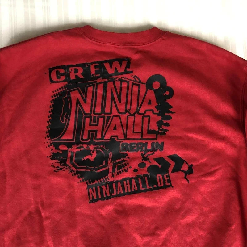 Crewneck B Fruit of the Loom roșu Ninja Hall crew – vintage graphic print L