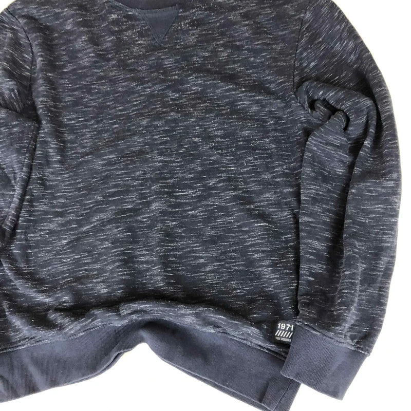 Pulover bleumarin Angelo Litrico crewneck vedere laterală detaliu textură