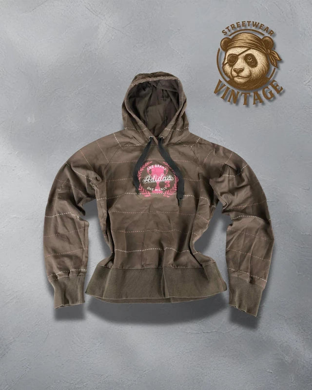 Hanorac Adidas Striped Olive Taupe - Pink Patch Logo S