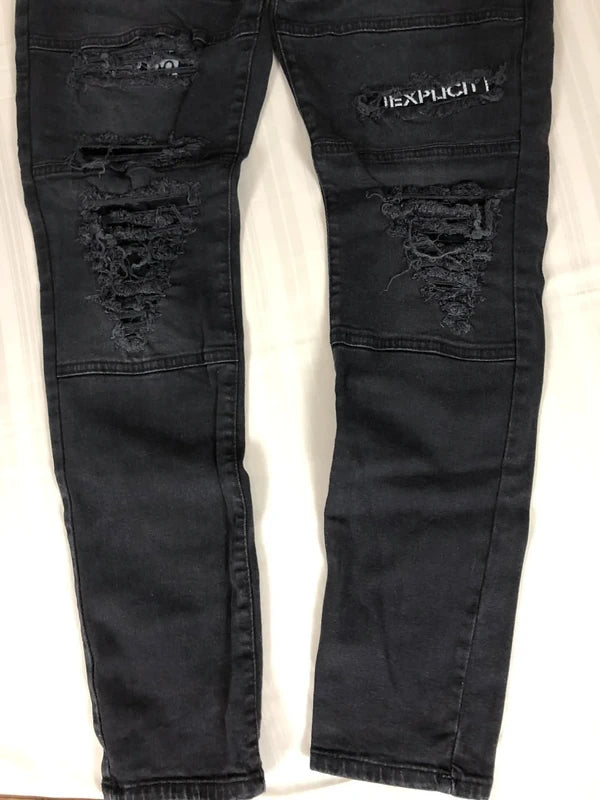 Jeans negri ripped Explicit  W32 Slim Fit