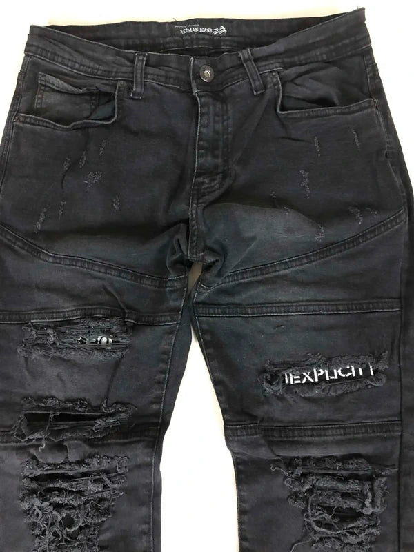 Jeans negri ripped Explicit  W32 Slim Fit