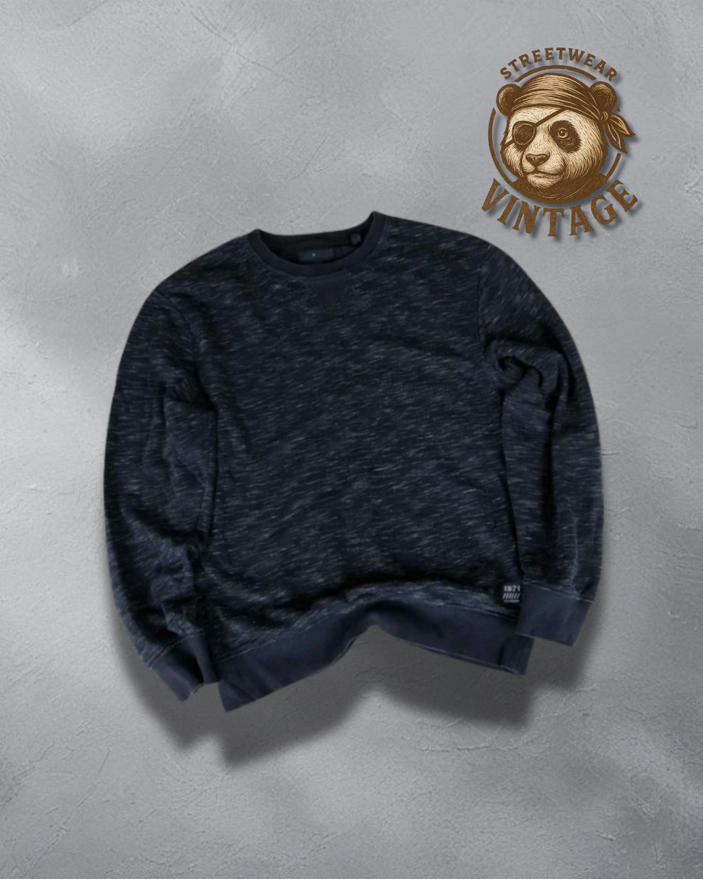 Pulover crewneck bleumarin bărbați Angelo Litrico vintage Y2K streetwear vedere frontală