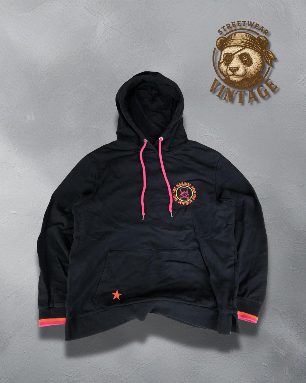 Hanorac Negru Skull Neon - Love Will Never Die Y2K