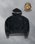 Hanorac F Champion Cropped Black - Baggy Logo Hood S