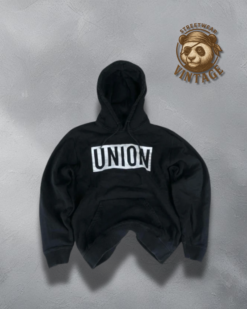 Hanorac B negru UNION mesaj alb bold S