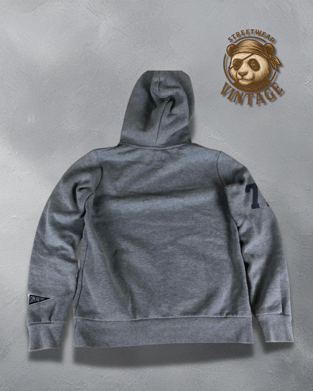 Hanorac Superdry gri Super Series logo roșu M